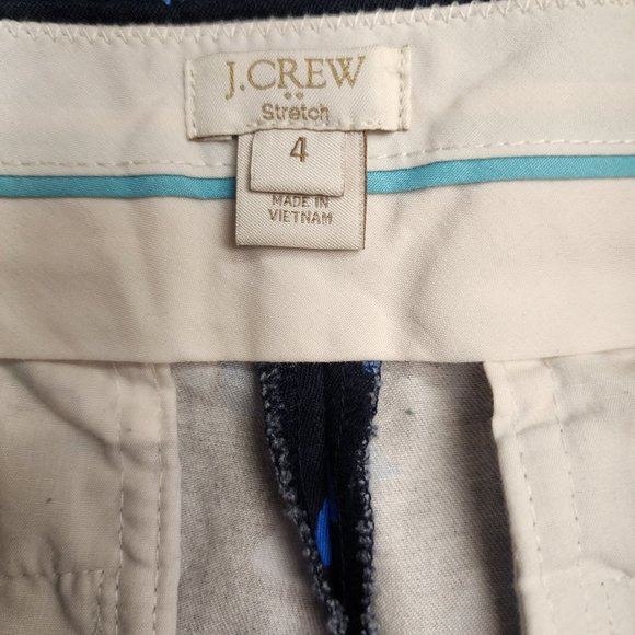 J. Crew Stretch Blue Sailboat Print Chino Khaki Shorts Size 4 Low Rise - Picture 4 of 8